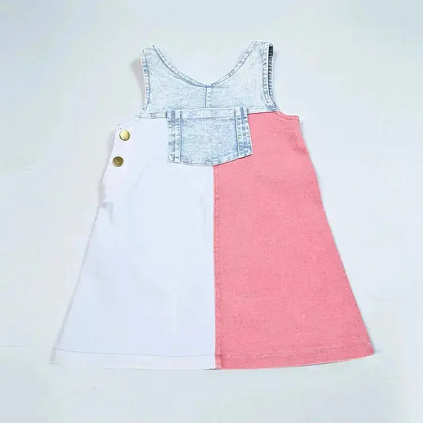 - Pink and White Contrast color Denim Set Ali Mali