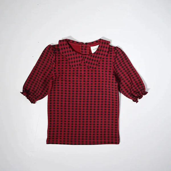 Girl - Red Plaid & Black Denim Set