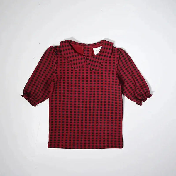 Girl - Red Plaid & Black Denim Set Ali Plus