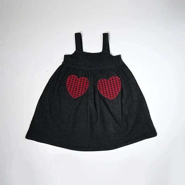 Girl - Red Plaid & Black Denim Set