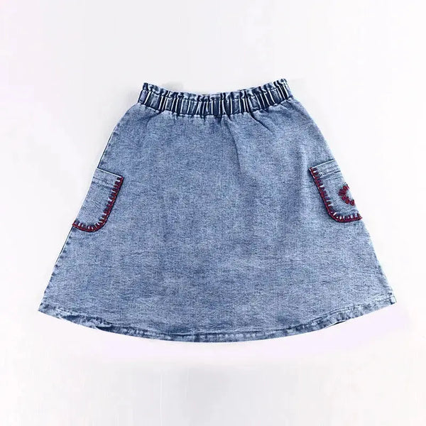 Girl - Indigo Embroidered Denim Set Ali Plus