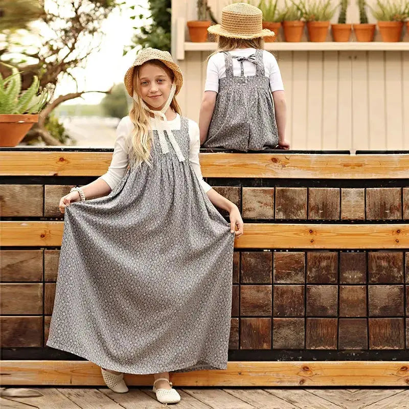 Lovely Young miss in delicate floral design coordinated outfit set, sibling matching set.