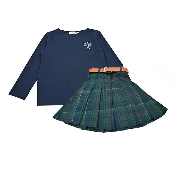 Tennis Embroidery Plaid Set Bloom Kids Family-fashion