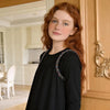Girl - Black Beaded Strap Girls Maxi Pinafore Dress I Love Ali