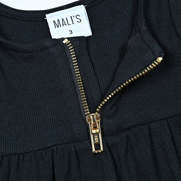 Girl - Black Ribbed Dress Set Ali Mali