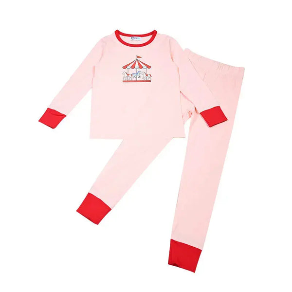 Girl - Kids Circus Carousel Knit Long Sleeve Pajama Set Barcali