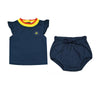 Baby - Navy Striped Collar Bee Polo Set Barcali
