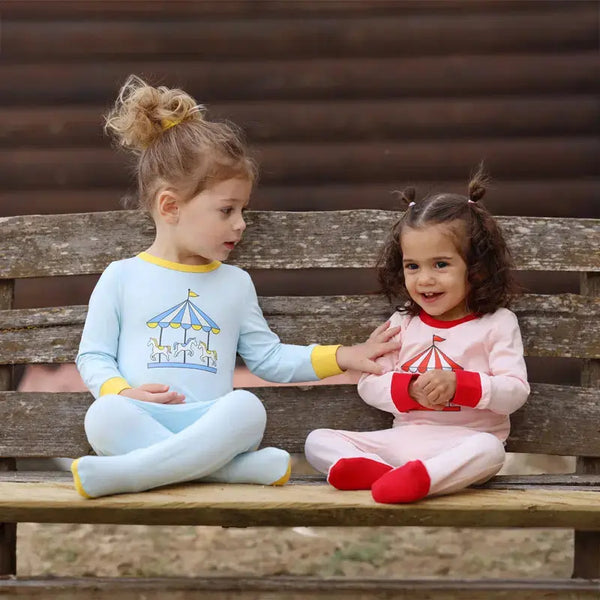 Baby - Kids Circus Carousel Knit Long Sleeve Pajama Set Barcali