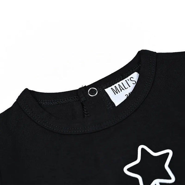 Baby - Black Base with Red Cuffs Cartoon Print Sleepwear Set Ali Mali