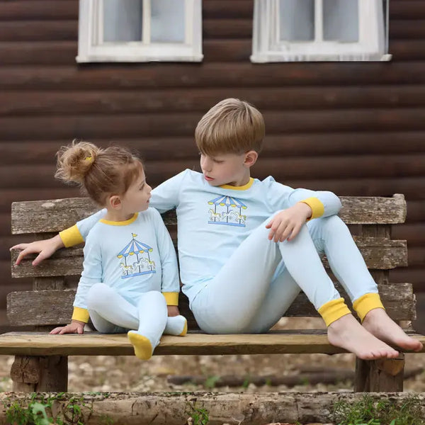 Baby - Kids Circus Carousel Knit Long Sleeve Pajama Set Barcali