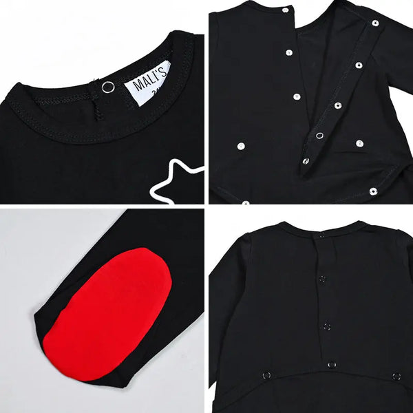 Baby - Black Base with Red Cuffs Cartoon Print Sleepwear Set Ali Mali