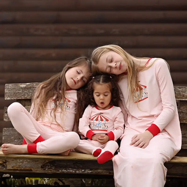 Girl - Kids Circus Carousel Knit Long Sleeve Pajama Set Barcali