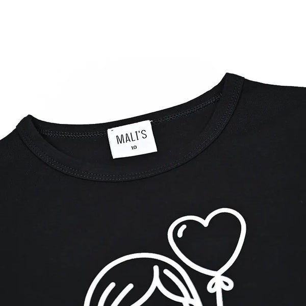 Baby - Black Base with Red Cuffs Cartoon Print Sleepwear Set Ali Mali