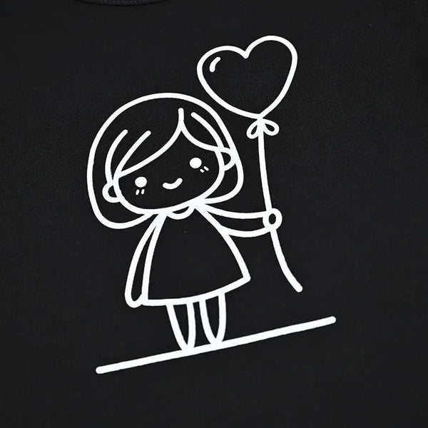 Baby - Black Base with Red Cuffs Cartoon Print Sleepwear Set Ali Mali