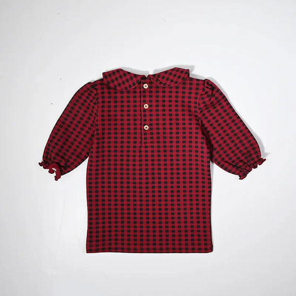 Girl - Red Plaid & Black Denim Set