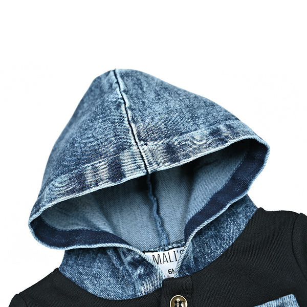 Baby - Colorblock Strip Denim Set