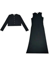 Lady - Modest Cotton Modal Two-Piece Cropped Cardigan Maxi Set Ali Mali