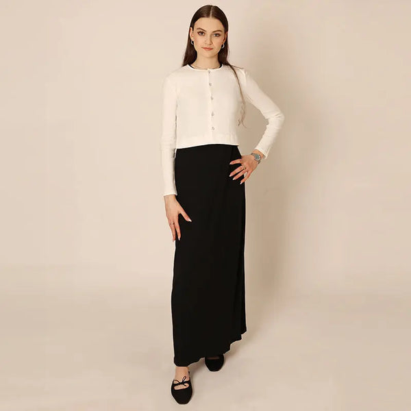 Lady - Modest Cotton Modal Two-Piece Cropped Cardigan Maxi Set Ali Mali