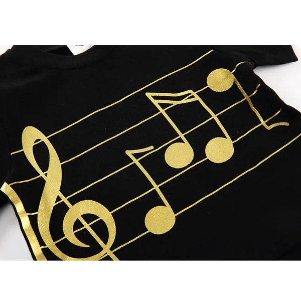 Black Musical Jersey Set Bloom Family-fashion