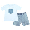 - Pink and White Contrast color Denim Set