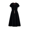 Shabbos teen/woman dress winter robe short sleeves clothing waist 2 cord strings girls black velour dress sizes XS-XXXL