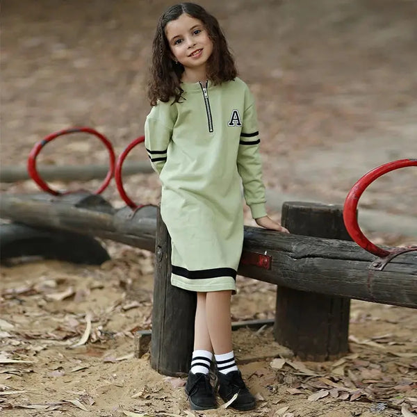 Girls - Letter A contrast navy stripes family set Bloom Kids Family-fashion