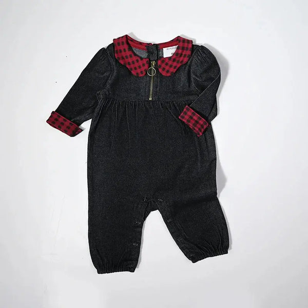 Baby - Red Plaid & Black Denim Set