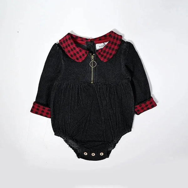 Baby - Red Plaid & Black Denim Set