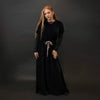 Shabbos teen/woman dress winter robe short sleeves clothing waist 2 cord strings girls black velour dress sizes XS-XXXL
