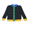 AA-Colorblock waffle Knit set shirt girl dress and baby romper contrasted edges rib black family clothing front buttons opening