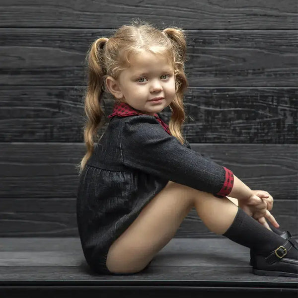 Baby - Red Plaid & Black Denim Set