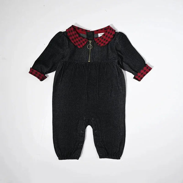 Baby - Red Plaid & Black Denim Set