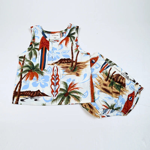 Boat Print and Red Denim Set