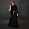 Shabbos teen/woman dress winter robe short sleeves clothing waist 2 cord strings girls black velour dress sizes XS-XXXL