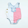- Pink and White Contrast color Denim Set