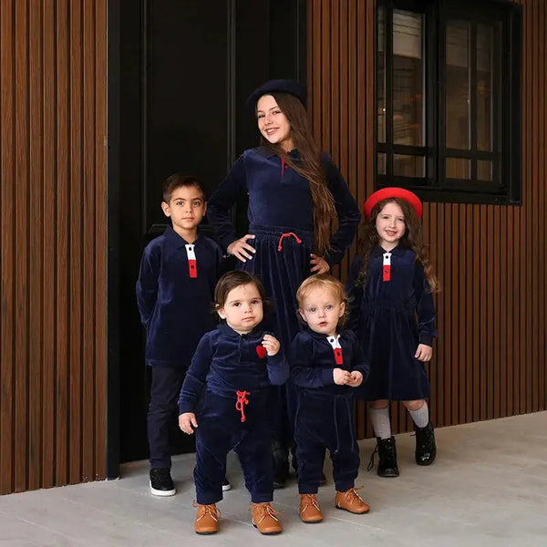 Baby - Luxury Navy Velour Set Barcali