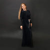 Shabbos teen/woman dress winter robe short sleeves clothing waist 2 cord strings girls black velour dress sizes XS-XXXL